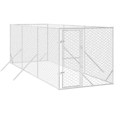 Image of vidaXL Outdoor Dog Kennel Silver 2x6x2 m Galvanised Steel