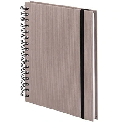 Image of SOHO A5 Wire Bound Notebook with Plain Paper and Elasticated Closure Taupe
