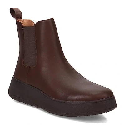 Image of FitFlop Flatform Chelsea FH4 167 Ladies Chocolate Leather Pull On Ankle Boots