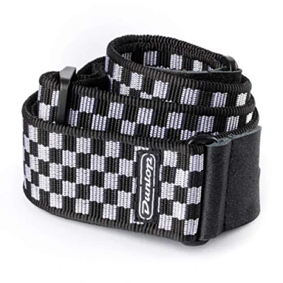 Image of Jim Dunlop D38 31BK Check Guitar Strap Black/White