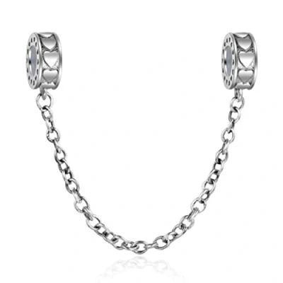 Image of ZiNuo Charm Beads Love Heart Safety Chain 925 Sterling Silver Clip Lock Stopper for Pandora Bracelet DIY Jewelry (I)