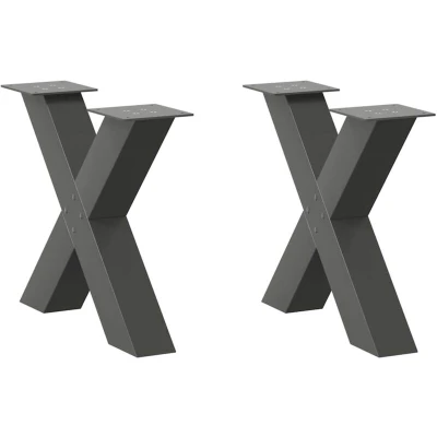 Image of vidaXL Coffee Table Legs X Shaped Anthracite Steel Adjustable Levelers 50x(42 43) cm for Living Room/Dining Room