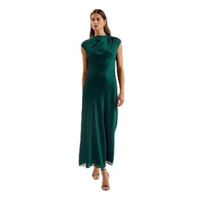 Image of Ted Baker Womens WMD Rimini Draped Neck Detail Midi Special Occasion Dress, Dk Green, 10 UK