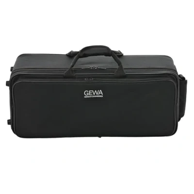 Image of GEWA trumpet case for 2 trumpets (perinet or rotary valve), nylon fabric, fibreglass core, incl. backpack straps, individually adjustable interior, accessory and music pocket, black