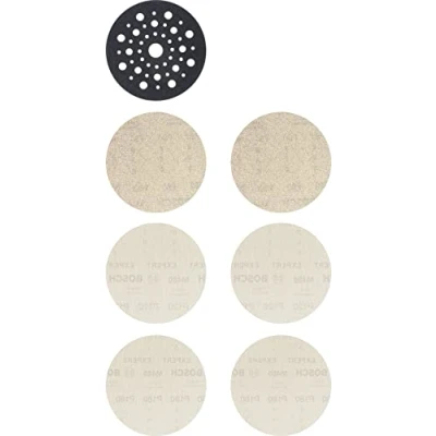 Image of Bosch 7X Expert M480 Starter Kits (for Paint on Wood, Hardwood, Ø 125 mm, Grit 2x80, 2x120, 2x180, Professional Accessory Random Orbital Sander, Sander)
