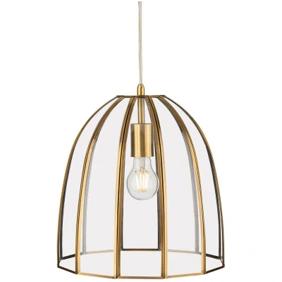 Image of Lincoln Pendant Light Antique Brass with Clear Glass