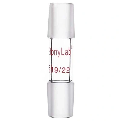Image of stonylab Glass 19/22 Straight Laboratory Adapter, Borosilicate 30 mm Between Two Ground Inner Standard Taper Joints for Lab Supply