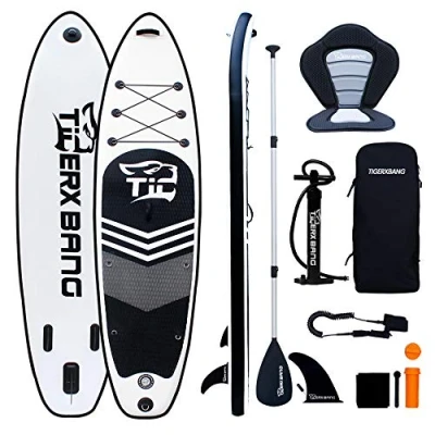 Image of TIGERXBANG Inflatable Stand Up Paddle Board SUP with Kayak Seat 320x82x15cm 305x82x15cm for Adults/Kids ISUP PaddleBoarding Complete Kit