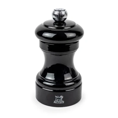 Image of PEUGEOT Bistro 10 cm Pepper Mill Classic Grind System Made with PEFC Certified Wood Lifetime Guaranteed Mechanism in France Bistrorama Black Varnished