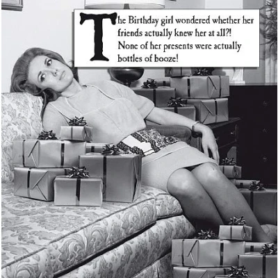 Image of Humorous Birthday Card for Her, Happy Birthday, None of Her Presents…. Female Card, From The Range on Ceiling