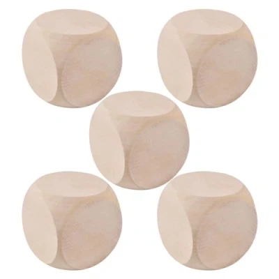 Image of 5 Pack Wooden Plain Dice Dices Cube Cubes Blank Unpainted Wood Six Sided