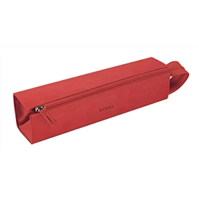 Image of RHODIA 319037C pencil case Rhodiarama Coral 23x5x5 cm Flat opening for use as a Faux leather Storage pens, pencils, markers, small supplies