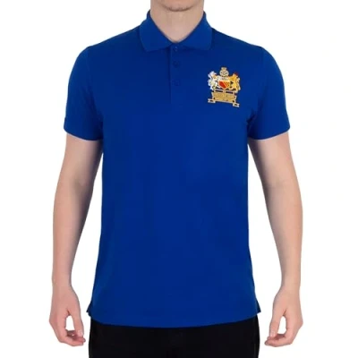 Image of fan originals United Manchester Crest 1968 European Colours Polo Shirt Blue LGE.