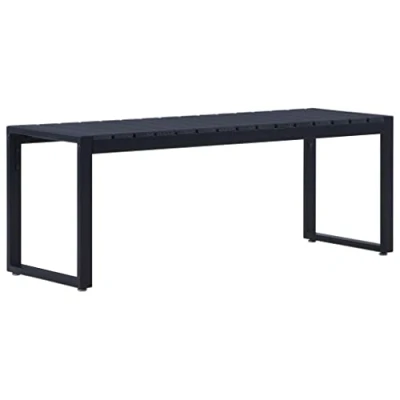 Image of vidaXL Garden Bench PS Board in Black, Iron Frame, Contemporary Design, Comfortably Cosy, Easy Assembly, Outdoor seating