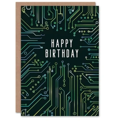 Image of Artery8 Birthday Card Circuit Board Pattern Computer Geek Simple For Him Man Male Dad Brother Son Papa Grandad Greeting