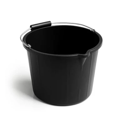 Image of Bucket 3 Gallon Heavy Duty Black Builders 14l Litre Plastic Metal Handle
