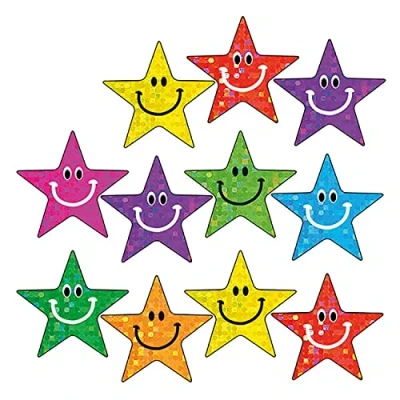 Image of 700 Holographic Sparkly Smiley Star Childrens Pupils School Praise Teachers Reward Stickers 20mm Primary Teaching Services