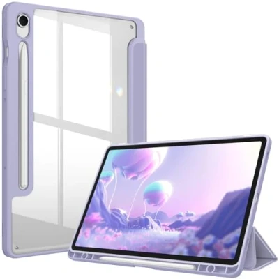 Image of FINTIE Hybrid Slim Case for Samsung Galaxy Tab S9 FE 10.9 Inch/Galaxy 11 Inch 2023 with S Pen Holder, Shockproof Cover Clear Transparent Back Shell, Auto Wake/Sleep, Liac Purple