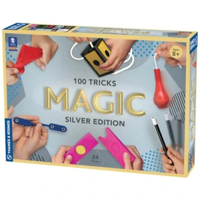 Image of Thames &amp; Kosmos Magic: Silver Edition, Kit to Learn 100 Magic Tricks, Contains 24 Props, Set for Adults and Kids, Age 8+