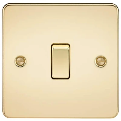 Image of KnightsBridge Flat Plate 10AX 1G 2 Way Switch Polished Brass