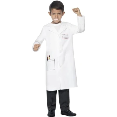 Image of Smiffys Dentist Costume, White with Coat and Awful Teeth, Boys Fancy Dress, Child Dress Up Costumes