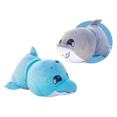 Image of Goliath Games Flip a Zoo Mushmillows: Shark &amp; Dolphin The Toy that Flips For You! 2 in 1 Super Squeezable, Squashy Pals 15 inch Reversible Plush