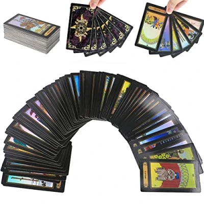 Image of Foppla 78 Tarot Deck Cards with Guidebook Classic Future Telling Game for Beginners and Professional Player Holographic Artwork Divination