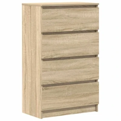 Image of vidaXL Sideboard 4 Drawers Minimalist Charm Ample Space Cupboard Storage Drawer Side Cabinet Home Living Room Furniture Chipboard Sonoma Oak