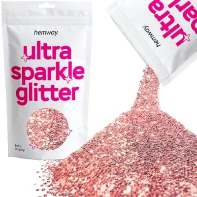 Image of Glitter Light Rose Gold Ultra Sparkle Sequins Nail Face Festival Christmas Halloween Makeup Extra Chunky 100g / 3.5oz