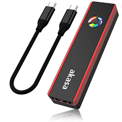 Image of Akasa Vegas SSD Mate M.2 SATA/NVME to USB 3.2 Gen 2 Aluminium Enclosure with RGB Fan External Tool Free Adapter AK ENU3M2 06 Included Carrying Pouch