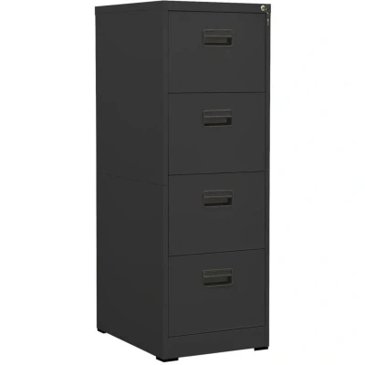 Image of vidaXL Anthracite Filing Cabinet Durable Steel File Storage with 4 Drawers, Lock, A4 &amp; Legal Size Hanging Folder Compatibility, Easy to Clean, Industrial Style
