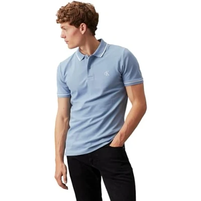 Image of Calvin Klein Jeans Tipping SLIM Polo shirt, Men&#039;s, Size: XS, Faded denim