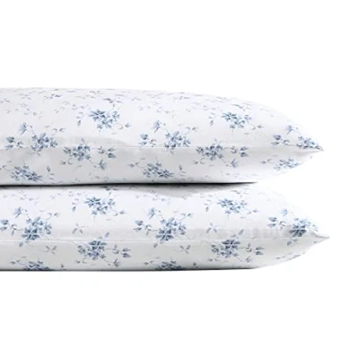 Image of Laura Ashley Home Sateen Collection 2pc Pillowcase Set 100% Cotton, Silky Smooth &amp; Luminous Sheen, Wrinkle Resistant Bedding, Garden Muse