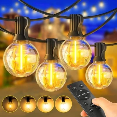 Image of JEYMORKEY Outdoor String Lights Mains Powered 15M G40 Garden Festoon with Shatterproof LED Bulbs Waterproof for Outside Patio Gazebo Pergola