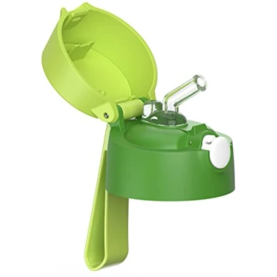 Image of JARLSON® lid with silicone mouthpiece can be used for the Jarlson stainless steel drinking bottle 350 ml and plastic 500 (green)