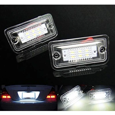 Image of 2x LED Licence Number Plate Light White Canbus For MB W203 C Class Saloon C209 CLK R230 SL R199 SLR