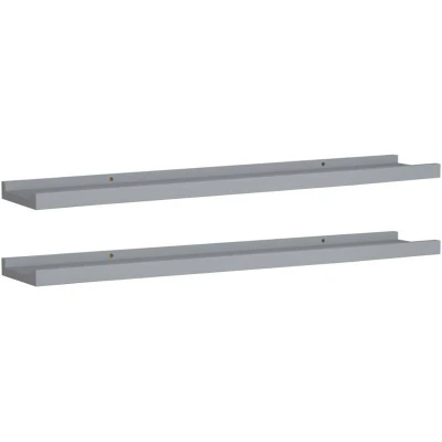 Image of vidaXL Picture Frame Ledge Shelves 2 pcs Grey 80x9x3 cm MDF