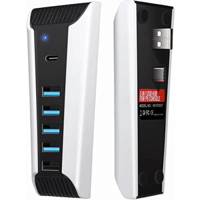 Image of AQIDAP Hub for PS5,USB High Speed Expansion Charger Extender Compatible with Playstation 5 Game Consolewith 4 USB + 1 Charging Port Type C