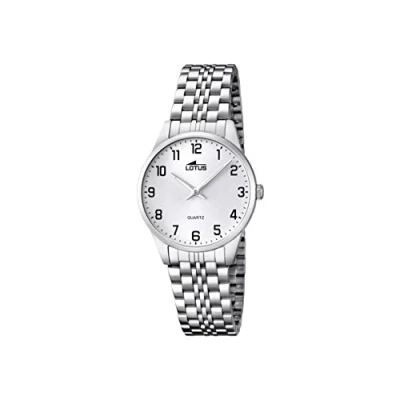Image of Lotus Women&#039;s Quartz Watch with White Dial Analogue Display and Silver Stainless Steel Bracelet 15884/1