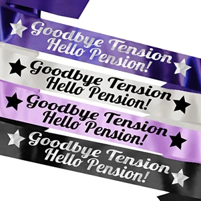 Image of My Pretty Little Gifts Goodbye Tension Hello Pension Sash Retirement Senior Leaving Retire