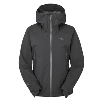 Image of Rab Women&#039;s Downpour Light Jacket Lightweight Waterproof Hooded Coat for Hiking &amp; Trekking Anthracite Medium