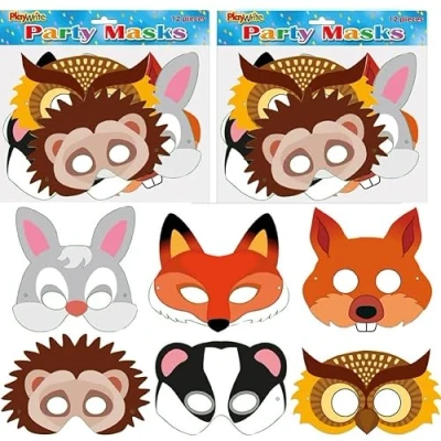 Image of MustBeBonkers Cardboard Face Masks (Woodland, 36)
