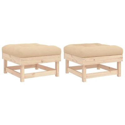 Image of vidaXL Garden Footstools with Cushions 2pcs Solid Wood Pine