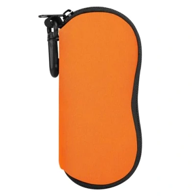 Image of MoKo Eyeglass Soft Case, Zippered Neoprene Sunglasses Pouch with Clip for Men Women, Orange