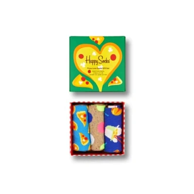 Image of Happy Socks Men&#039;s Pizza Love 3 pack Gift Set Socks, Multi, 11 Jul UK