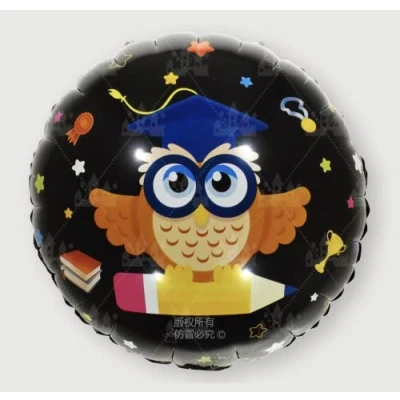 Image of Owl Round Graduation Foil Balloon, 45cm (2 pack)
