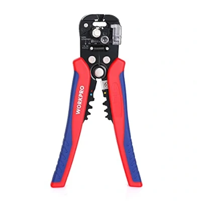Image of WORKPRO Self Adjusting Wire Stripper, 3 in 1 Automatic Stripper/Cutter/Crimper, AWG10 24, 8 Inch Multi Pliers for Electrical Stripping, Cable Cutting, Crimping,Red&amp;Blue