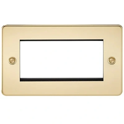 Image of KnightsBridge Flat Plate 4G modular faceplate polished brass