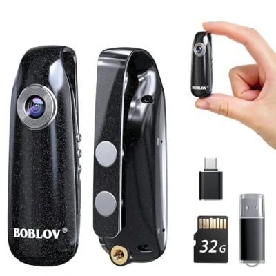 Image of BOBLOV 007 Small Body Cameras, 1080P Full HD Mini Camera Wear Camera, Bike Cameras Cycling Video Recorder, Portable Pocket Cams with Back Clip, &amp; Audio Recording, Motion Activate