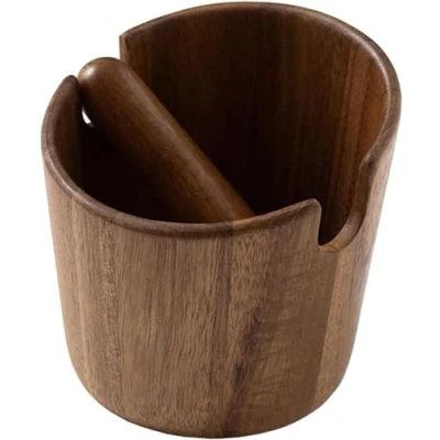 Image of Wood Coffee Knock Box, Grounds Container, Espresso Bin Barista Grind Dump Dumpster Tools Accessories